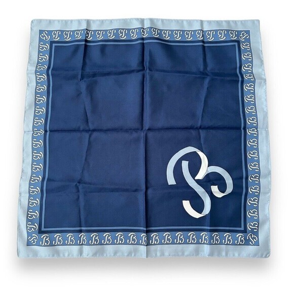 Navy and Light Blue Scarf 20” X 20” Square Woman Scarve Unisex Vintage - Picture 1 of 2